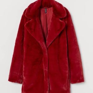H&m red fur coat